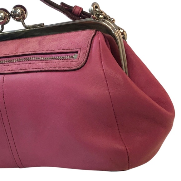 Coach Hamptons Framed “Ladies” Club 9734 Kiss Lock Orchid Pink Leather Purses - Picture 7 of 17